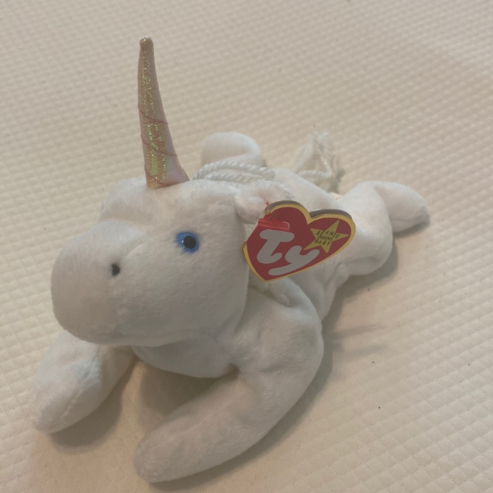 Ty Beanie Baby White Mystic Unicorn Horse Collectible Rare Stuffed Toy with Tag